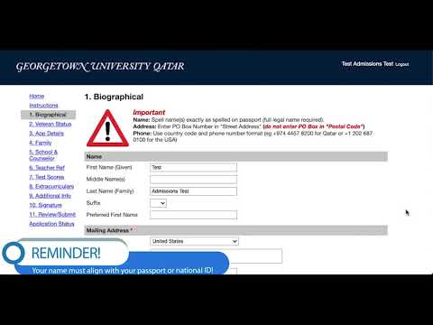 GU-Q Online Application Video Series Episode 1: Instructions and Biographical Sections