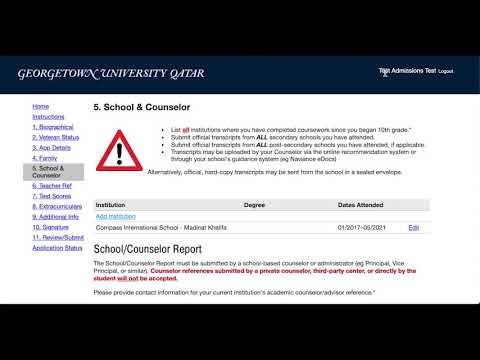 GU-Q Online Application Video Series Episode 4: School and Counselor Report