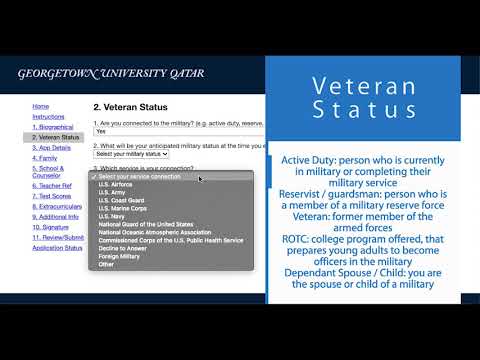 GU-Q Online Application Video Series Episode 2: Veteran Status and Application Details