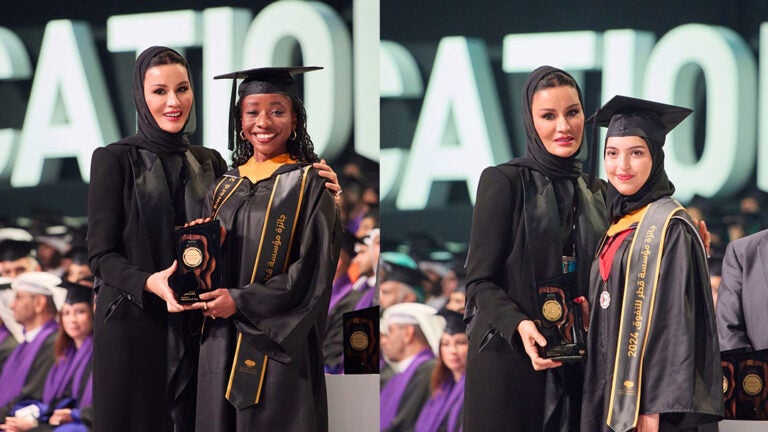GU-Q Students Reem Al Muraikhi and Fatima Yunusa Honored with QF Excellence Award